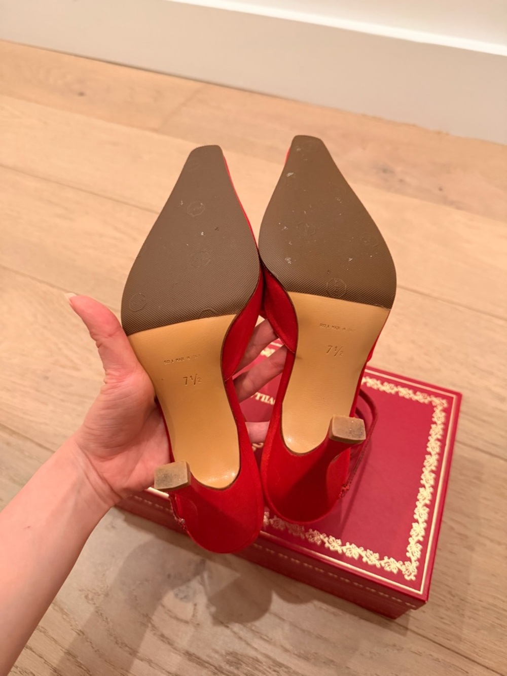 Rene Caovilla Red Satin Crystal Wrap Serpent Heels - Picture 6 of 10